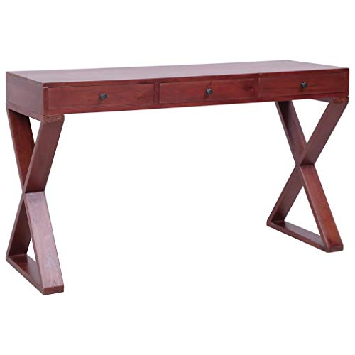 Writing Computer Desk, Solid Wood Study Writing Table, Student Desk with 3 Drawers, Home Office Workstation, Laptop PC Table for Bedroom Living Room