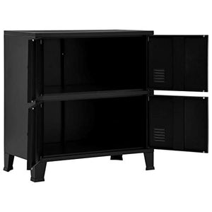 ShopHome Metal Office Filing Cabinet | 31" Tall 4-Door Industrial Black Steel Storage Cabinet | 29.5"x15.7"x31.5