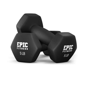 Epic Fitness 150-Pound Neoprene Hex Dumbbell Set with Heavy Duty A-Frame Rack