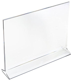 Set of 20, Table Tent Sign Holder, Top Loading Sign Frame for 11x8.5 Prints, Double-Sided - Clear Acrylic