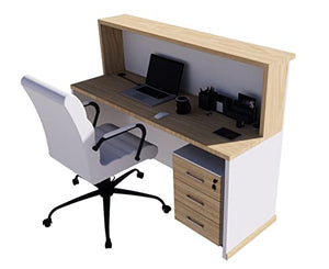 UGOS Modern Reception Desk 63" with Transaction Counter, Storage Drawer, and Laminate Desktop