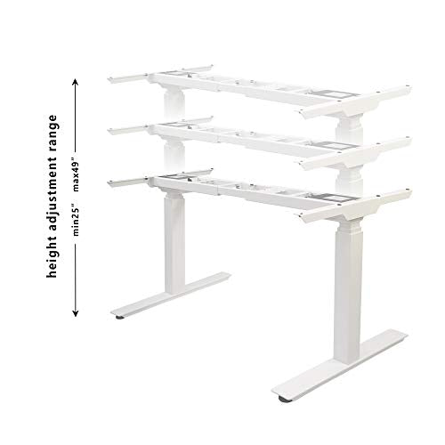 AD ARAZY Electric Stand Up Desk Frame, Dual Motor Height Adjustable Standing Base DIY Workstation with Memory Controller (White Frame) (White)