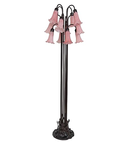 Meyda Lighting Pink Tiffany Pond Lily Floor Lamp 63" High - 12 Lights