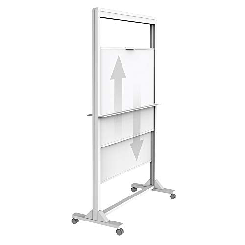Quartet Dry Erase Easel, Magnetic, 40" x 68", Motion Dual-Track, Mobile, Aluminum Frame (ECM4068DT)