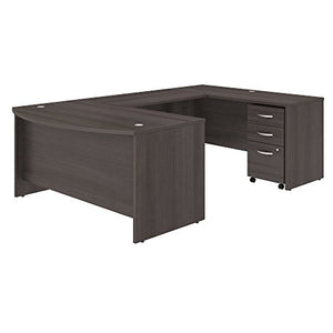 Studio C 60W x 36D U Shaped Desk with Mobile File Cabinet in Storm Gray