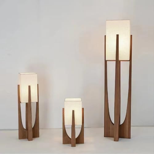 AOKLEY Floor Lamp Japanese Solid Wood Standing Lamp with Fabric Lampshade