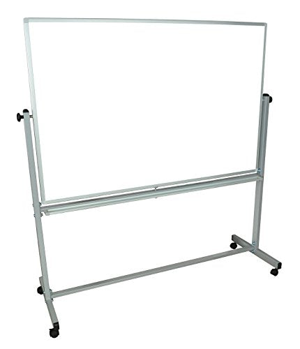 LUXOR 60 x 40 Inches Reversible Magnetic Mobile Whiteboard with Aluminum Frame