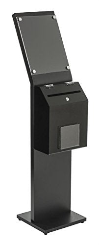 Displays2go SSB811BKBK Locking Donation Station, Ballot Box with 8.5 x 11-Inch Sign Holder Kiosk (Black)