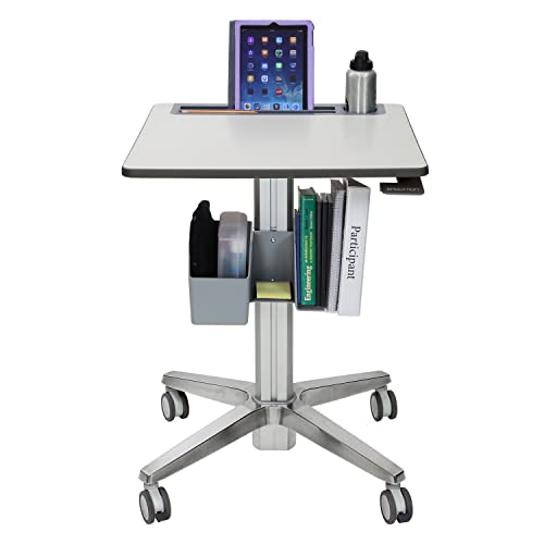 Ergotron LearnFit Mobile Standing Desk - Adjustable Height Rolling Laptop Sit Stand Desk - Grey