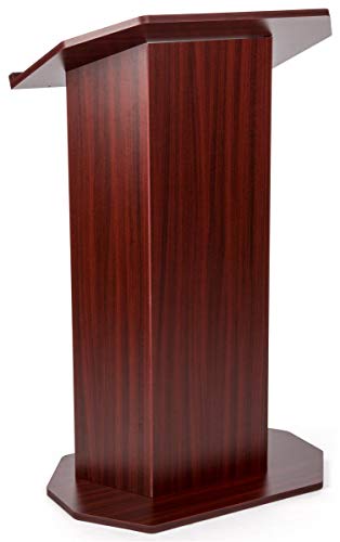 Displays2go Wooden Podium - Mahogany OLILCTOPBSM