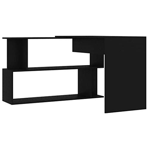 vidaXL Computer Desk, Corner Desk, Simple Style Desk,Workstation Office Desk Writing,Office Study Workstation with Shelves for Home Office, Space-Saving, Easy to Assemble, 78.7"x19.7"x29.9" Chipboard