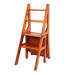 LUCEAE 4 Tier Folding Wooden Step Stool