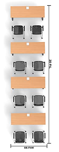 Team Tables 8 Person Folding Training Meeting Seminar Classroom Tables with Modesty Panel, Shelf, Power+USB Outlet - Model 5543 (12pc Beech)