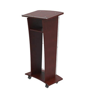 FixtureDisplays Wood Podium with Frost Acrylic Front Panel, 46" Tall Pulpit Lectern - 1803-5-NEW-NF