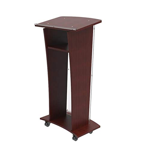 FixtureDisplays Wood Podium with Frost Acrylic Front Panel, 46" Tall Pulpit Lectern - Easy Assembly Required 1803-5
