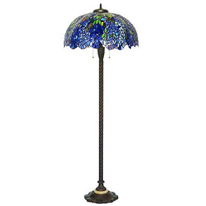 HT Tiffany Style Wisteria Floor Lamp 65" Tall Handmade Stained Glass Shade