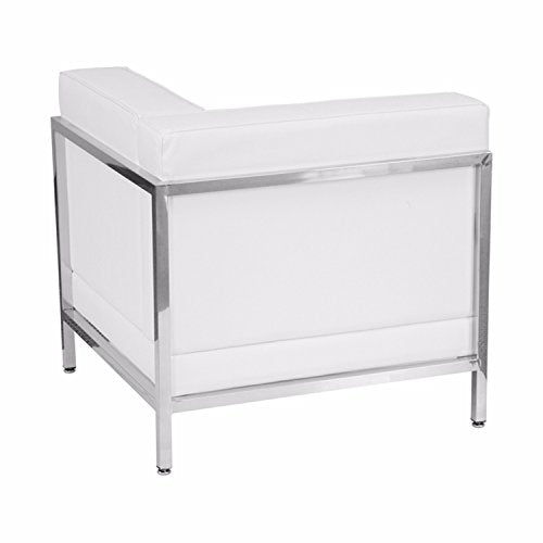 Offex Melrose White Leather 5 Piece Chair and Ottoman Set