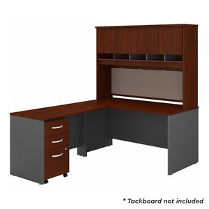 Bush Business Furniture Series C L Shaped Desk with Hutch, Mobile File Cabinet - 60W, Hansen Cherry