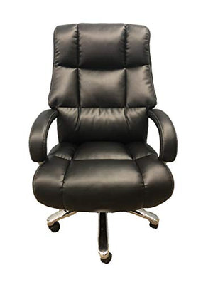 Big and Tall Comfort Executive Office Chair, Bonded Leather, Chrome arms with Extra Thick Padding. Heavy Duty Swivel and tilt, Supports up to 500 pounds Body Weight (Black)