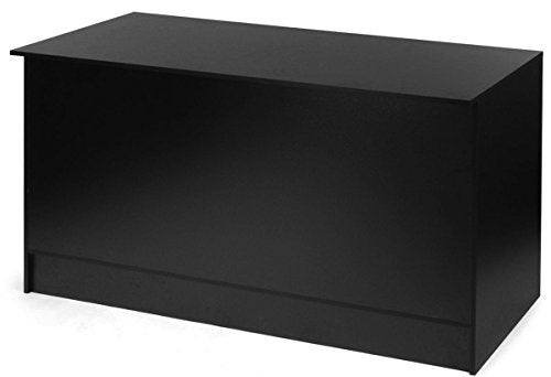 Cash Register Stand with 3 Height-Adjustable Shelves- 70" Black Melamine Checkout Counter