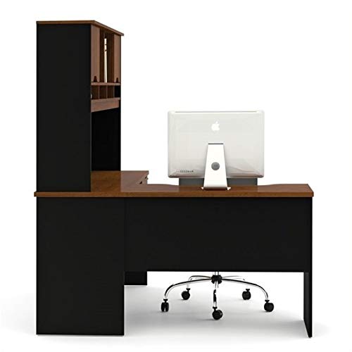 Bowery Hill L-Shaped Computer Workstation with Hutch in Tuscany Brown