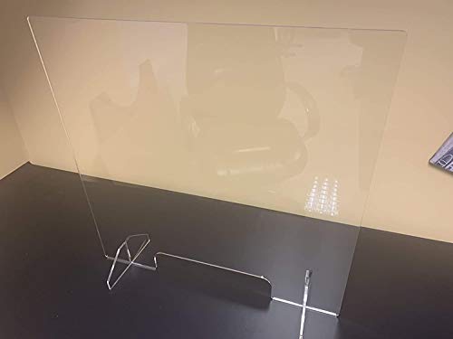 Plexiglass Sneeze Guard - 32"w x 24"h Protective Freestanding Shield Guards Against Sneezing and Coughing/ 1/8" Thk (11.75"w X 2.5"h Cutout) (32x24 (10-Pack))