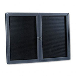 QUARTET 2-Door Enclosed Magnetic Directory, 48 x 36, Black, Gray Frame (Case of 2)
