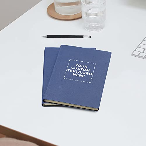 24 Charleston Soft Bound Journals Pack - Customizable Text, Logo - Ivory Paper, Dotted, Lines, With Bookmark - Blue