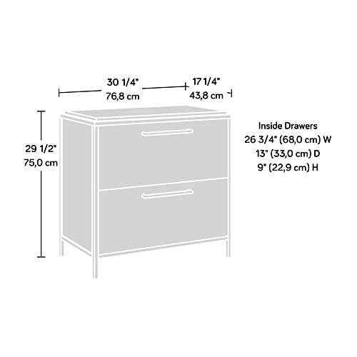 Sauder Lateral File Cabinet, Grand Walnut Finish, L: 30.24" x W: 17.24" x H: 29.53