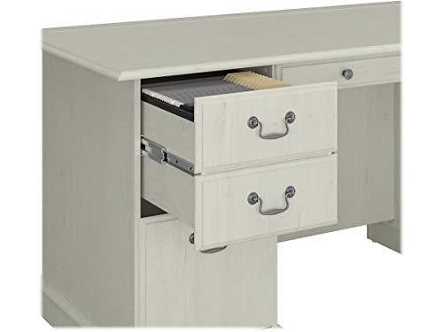Bush Furniture Saratoga Executive Desk and Bookcase Set, Linen White Oak