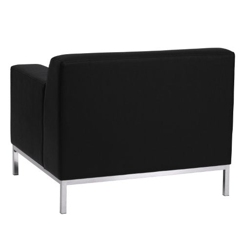 Flash Furniture HERCULES Definity Series Contemporary Black Leather Chair with Stainless Steel Frame