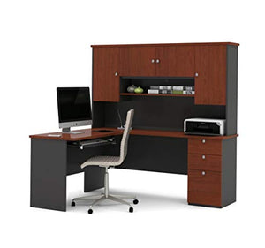 Bestar L-Shaped Desk with Pedestal and Hutch - Manhattan