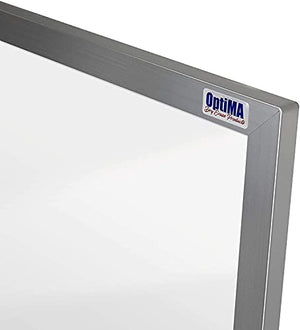 4' x 6' Magnetic Porcelain Steel Whiteboard, Magnetic Receptive Featuring Seamless Anodized Aluminum Trim and Marker Tray. Made in The USA by OptiMA Dry Erase Products. 4' Tall x 6' Wide.