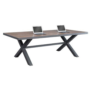 Rivet Conference Table 96"W x 42"D Weathered Oak/Charcoal Painted Steel