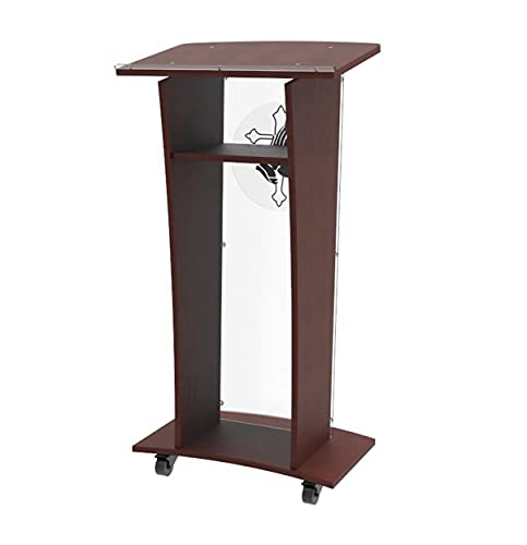 FixtureDisplays Wood Podium with Frost Acrylic Front Panel, 46" Tall Pulpit Lectern - Pray Hand Decor | Easy Assembly Required 1803-5-FROST