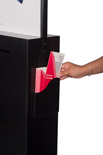Steel Floor-Standing Ballot Box with Acrylic 17 by 11 Inch Sign Frame, Two Brochure Pockets - Black