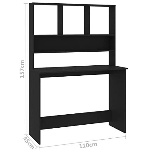 HURRISE Black Desk, Stylish Space Saving Multifunctional Office Desk for Documents
