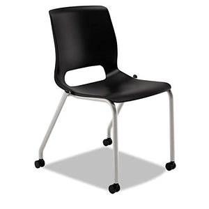 HON Motivate Seating Upholstered 4-Leg Stacking Chair, Black/Onyx/Platinum, 2/Carton