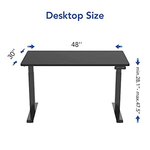 FlexiSpot Dual Motor Electric Standing Desk 48x30 Inches Whole Piece Board Stand Up Desk Adjustable Desk Home Office Desk Computer Workstation Adjustable Height, Black Desktop, Black Frame