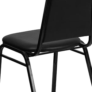 BizChair 4 Pack Black Vinyl Stacking Banquet Chairs with Thick Seat