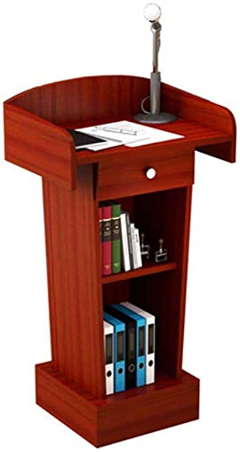 CAMBOS Lectern Podium Stand with Storage Shelf - Solid Wood, Floor-Standing Orator