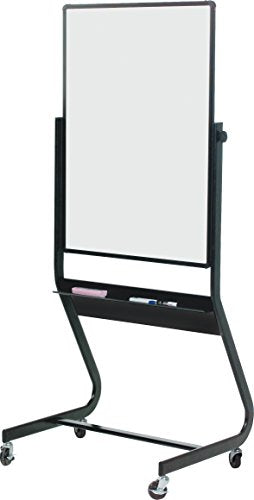 Best-Rite Euro Reversible Mobile Dry Erase Easel, Double Sided Porcelain Steel Markerboard, 40 x 30 Inch Panel (667RU-DD)