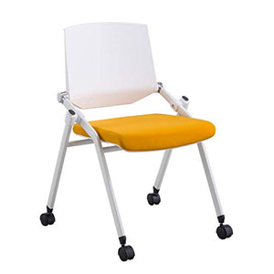 LiRuiPengBJ Mesh Back Folding Office Chairs with Casters 2-Pack, White Frame - Stacking & Nesting