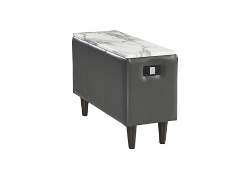 BREAKtime Reception Lounge Chairs Set with Charging Tables - Model 8131, 4pc, Graphite Gray Leather