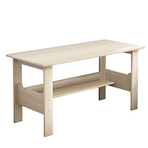 Us Fast Shipment I Shaped Computer Desk for Home Office Living Room,Wooden Smooth Desktop Table Corner Writing Study Desk with Two Layers Storage Book Shelf,Save Space (Wooden White)
