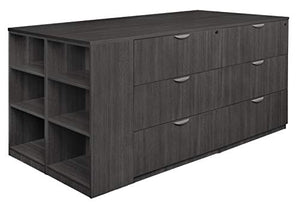 Regency Legacy Stand Up Storage Set with Four Lateral File Cabinets and Two Bookcase Ends, 85" x 46", Ash Grey