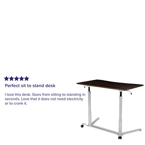 Flash Furniture Sit-Down, Stand-Up Dark Wood Grain Computer Ergonomic Desk with 37.375"W Top (Adjustable Range 29" - 40.75")