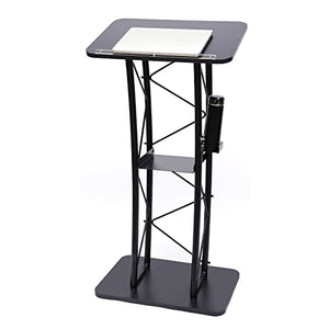 YIYIBYUS Curved Podium Stand Metal Black Pulpit Lectern 1.2m Height, Countertop 60x40cm