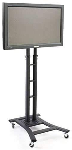 Mobile TV Stand with Wheels for LCD, Plasma or LED Monitors Between 32 and 65 inches, Height-Adjustable - Black