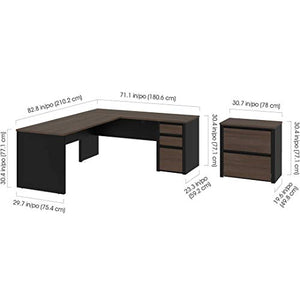 Bestar Connexion 5 Piece L Shaped Office Set in Antigua and Black